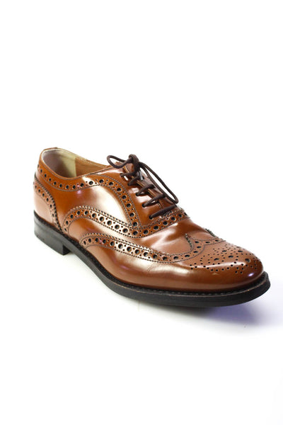 Churchs Womens Lace Up Wingtip Oxfords Brown Leather Size 39