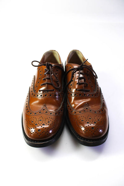 Churchs Womens Lace Up Wingtip Oxfords Brown Leather Size 39