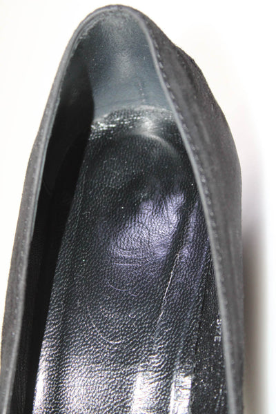 Tods Womens Slip On Wedge Heel Round Toe Pumps Black Suede Size 36.5