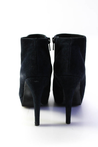 Stuart Weitzman Womens Side Zip Platform Booties Navy Blue Suede Size 6