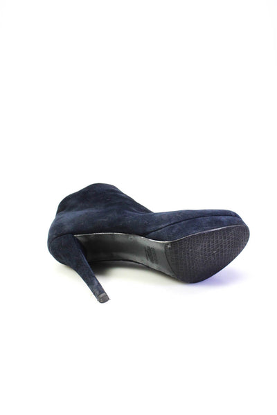 Stuart Weitzman Womens Side Zip Platform Booties Navy Blue Suede Size 6