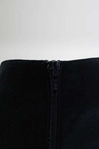 Stuart Weitzman Womens Side Zip Platform Booties Navy Blue Suede Size 6