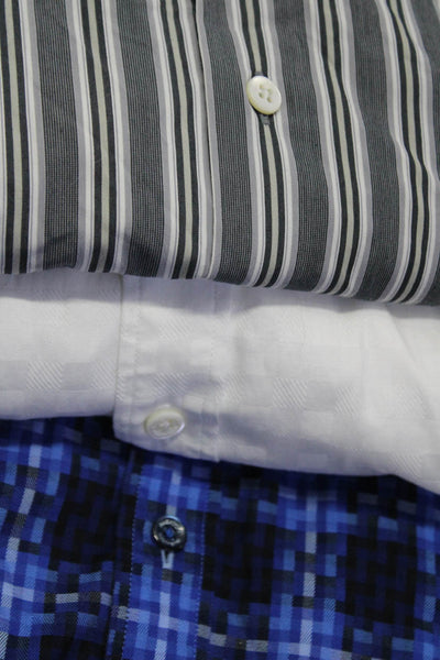 Boss Hugo Boss Bugatchi Mens Gray Striped Long Sleeve Dress Shirt Size XXL lot 3