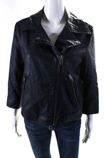 Anthropologie Womens Faux Leather Motorcycle Jacket Black Size Medium