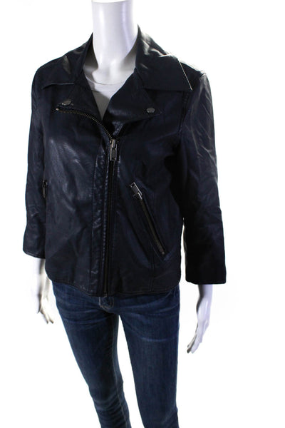 Anthropologie Womens Faux Leather Motorcycle Jacket Black Size Medium