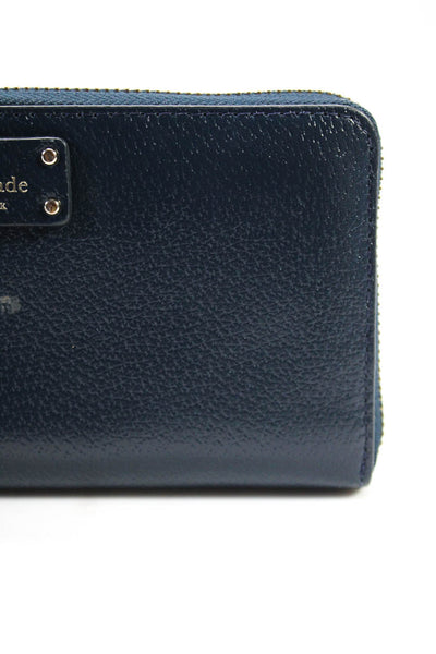 Kate Spade New York Womens Leather Zip Around Wallet Navy Blue