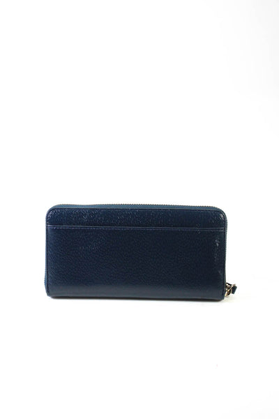 Kate Spade New York Womens Leather Zip Around Wallet Navy Blue