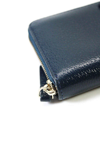 Kate Spade New York Womens Leather Zip Around Wallet Navy Blue