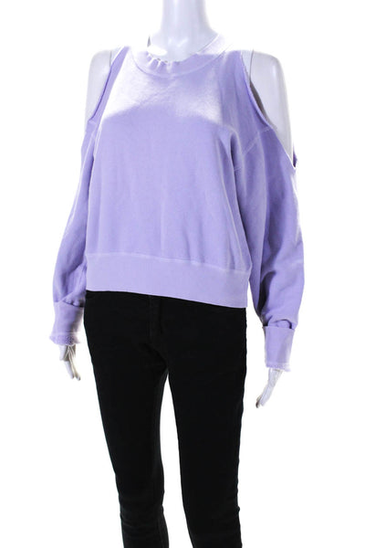 Riley Womens Cold Shoulder Long Sleeves Sweatshirt Lavender Cotton Size Small