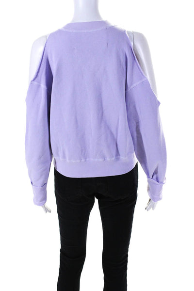 Riley Womens Cold Shoulder Long Sleeves Sweatshirt Lavender Cotton Size Small