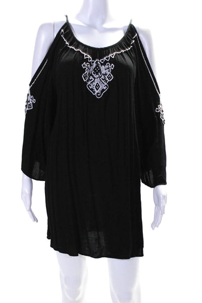 Pia Pauro Womens Beaded Cold Shoulder Long Sleeves Dress Black Size Extra Small