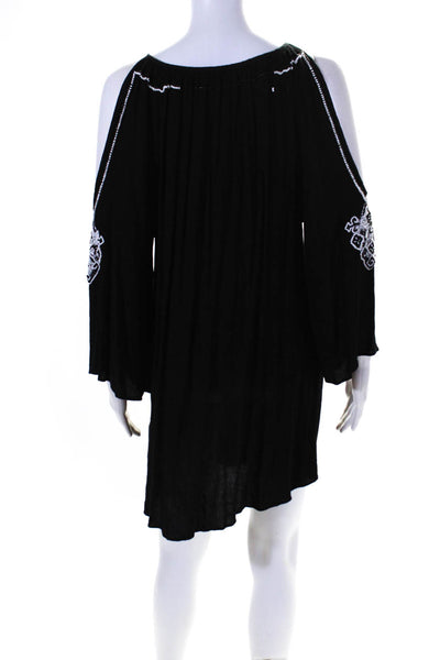 Pia Pauro Womens Beaded Cold Shoulder Long Sleeves Dress Black Size Extra Small