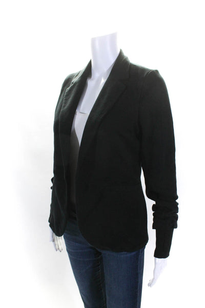 Sundays Women's Collared Long Sleeves Open Front Pockets Blazer Black Size S