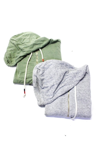 Sundry Women's Hood Long Sleeves Full Zip Sweatshirt Gray Green Size 1 Lot 2