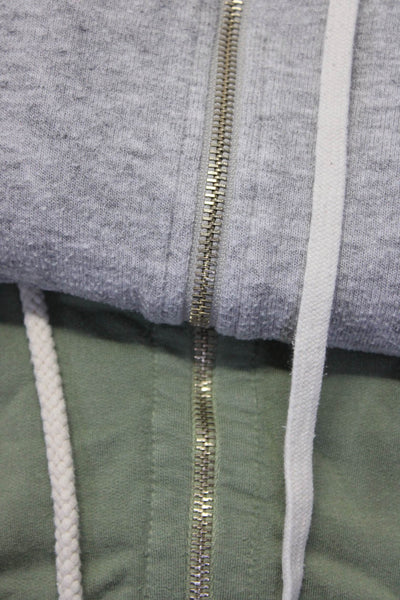 Sundry Women's Hood Long Sleeves Full Zip Sweatshirt Gray Green Size 1 Lot 2