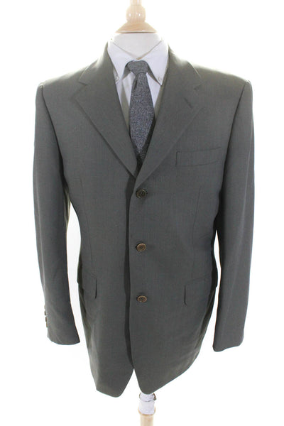 Canali Mens Three Button Blazer Jacket Gray Wool Size EUR 50 Regular