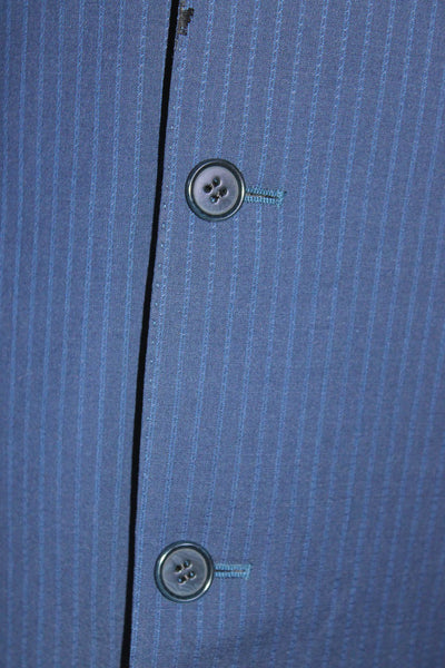 Canali Mens Striped Three Button Blazer Blue Wool Size EUR 52 Regular