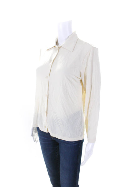 Vince Womens Collared Button Up Cardigan Sweater Ecru Size Medium