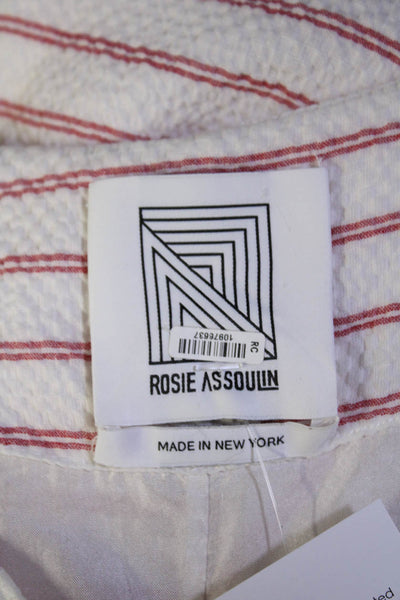 Rosie Assoulin Women's V-Neck Short Sleeves Flare Maxi Dress Red Stripe Size M
