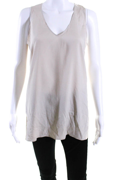 Brunello Cucinelli Womens Silk V Neck Pullover Tank Top Beige Size Large