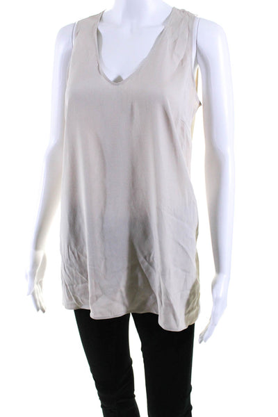 Brunello Cucinelli Womens Silk V Neck Pullover Tank Top Beige Size Large