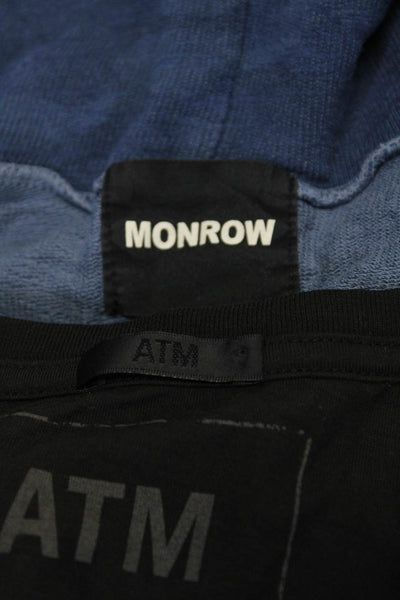 ATM Monrow Womens Tee Shirt Hoodie Black Blue Size Small Large Lot 2