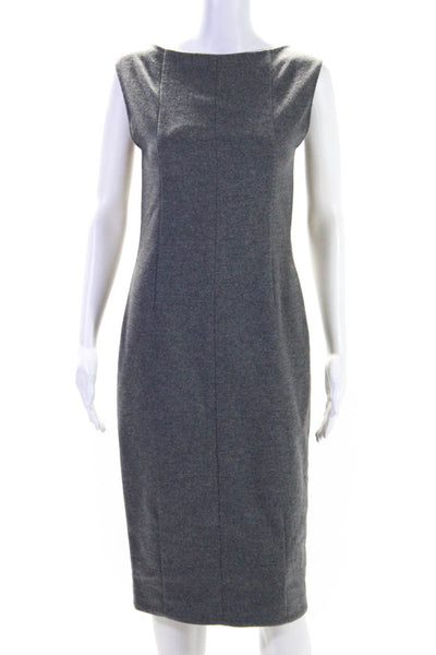 Narciso Rodriguez Womens Wool Round Neck Darted Zipped Maxi Dress Gray Size 6