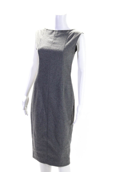 Narciso Rodriguez Womens Wool Round Neck Darted Zipped Maxi Dress Gray Size 6