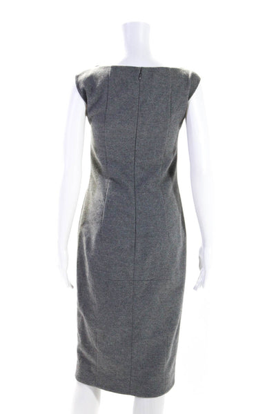 Narciso Rodriguez Womens Wool Round Neck Darted Zipped Maxi Dress Gray Size 6