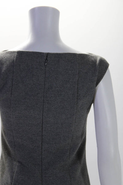 Narciso Rodriguez Womens Wool Round Neck Darted Zipped Maxi Dress Gray Size 6