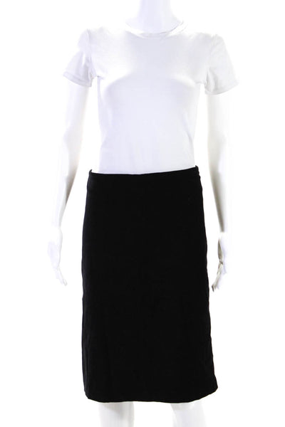 Lauren Ralph Lauren Womens Cotton Side Zipped Straight Midi Skirt Black Size 12