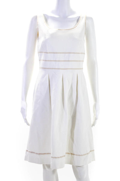 Antonio Melani Women's Scoop Neck Sleeveless Pleated Mini Dress Cream Size 6