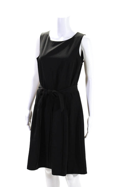 Calvin Klein Women's Round Neck Sleeveless Pleated Front Midi Dress Black Size 6