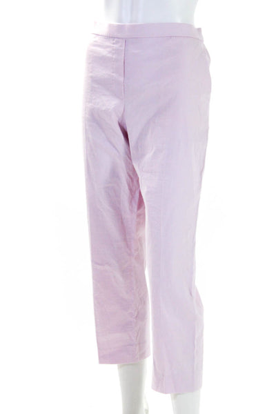 Theory Womens Pink High Rise Pull On Straight Leg Crop Trouser Pants Size 10