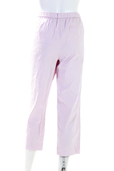 Theory Womens Pink High Rise Pull On Straight Leg Crop Trouser Pants Size 10