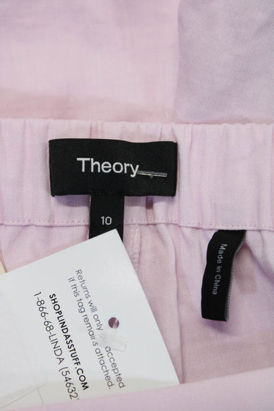 Theory Womens Pink High Rise Pull On Straight Leg Crop Trouser Pants Size 10