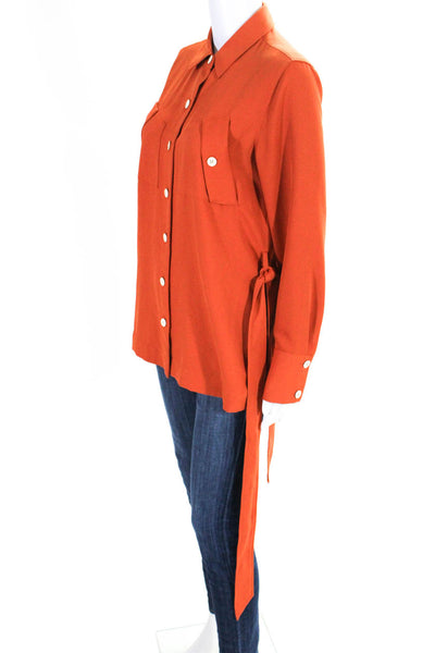 Scotch & Soda Womens Long Sleeve Belted Button Up Shirt Blouse Orange Size Small