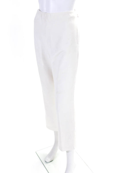Juanita Sabbadini Womens Mid Rise Tapered Pleated Ankle Pants White Silk Size 8