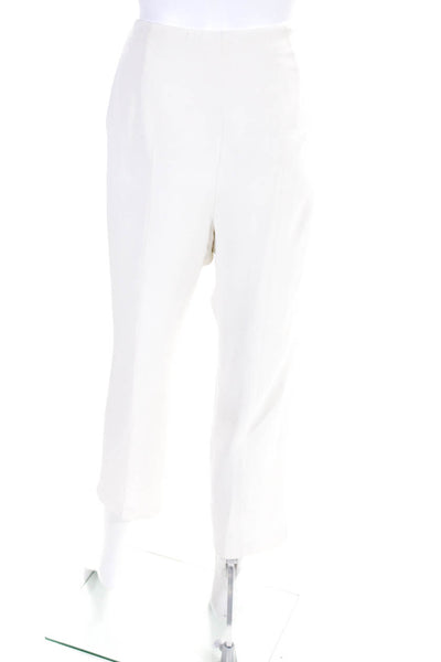 Juanita Sabbadini Womens Mid Rise Tapered Pleated Ankle Pants White Silk Size 8