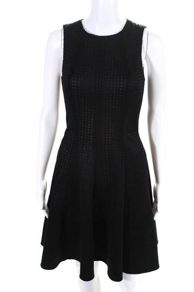 Reiss Womens Laser Cut Neoprene Mesh Sleeveless Fit & Flare Dress Black Size 2