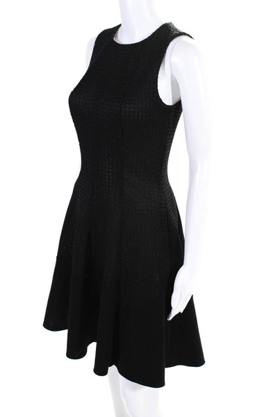 Reiss Womens Laser Cut Neoprene Mesh Sleeveless Fit & Flare Dress Black Size 2