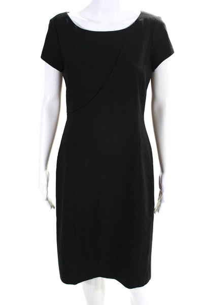 Armani Collezioni Womens Crew Neck Short Sleeve Sheath Dress Black Size 8