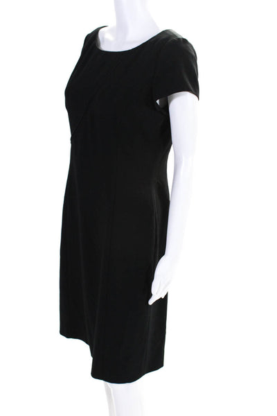 Armani Collezioni Womens Crew Neck Short Sleeve Sheath Dress Black Size 8