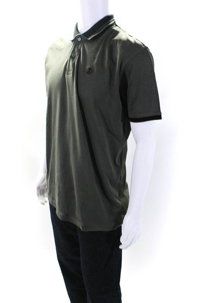 Roberto Cavalli Mens Cotton Collared Short Sleeve Polo Shirt Dark Green Size M