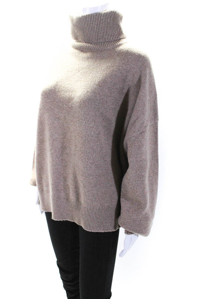 Co. Womens Wool Ribbed Textured Long Sleeve Turtleneck Sweater Brown Size L