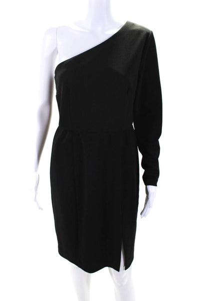 Donna Morgan Womens One Shoulder Front Slit Long Sleeves Dress Black Size 6