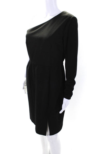 Donna Morgan Womens One Shoulder Front Slit Long Sleeves Dress Black Size 6