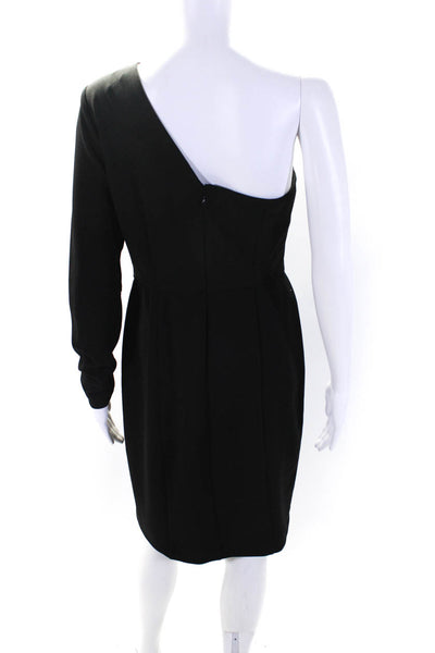 Donna Morgan Womens One Shoulder Front Slit Long Sleeves Dress Black Size 6