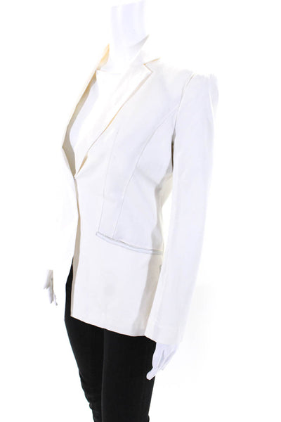 Elaine Kim Womens White Cotton Button Long Sleeve Blazer Size P