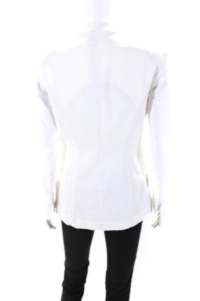 Elaine Kim Womens White Cotton Button Long Sleeve Blazer Size P